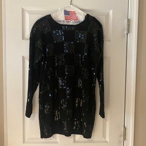 Lord and Taylor dressy black sequined sweater tunic. Size S. Great condition.